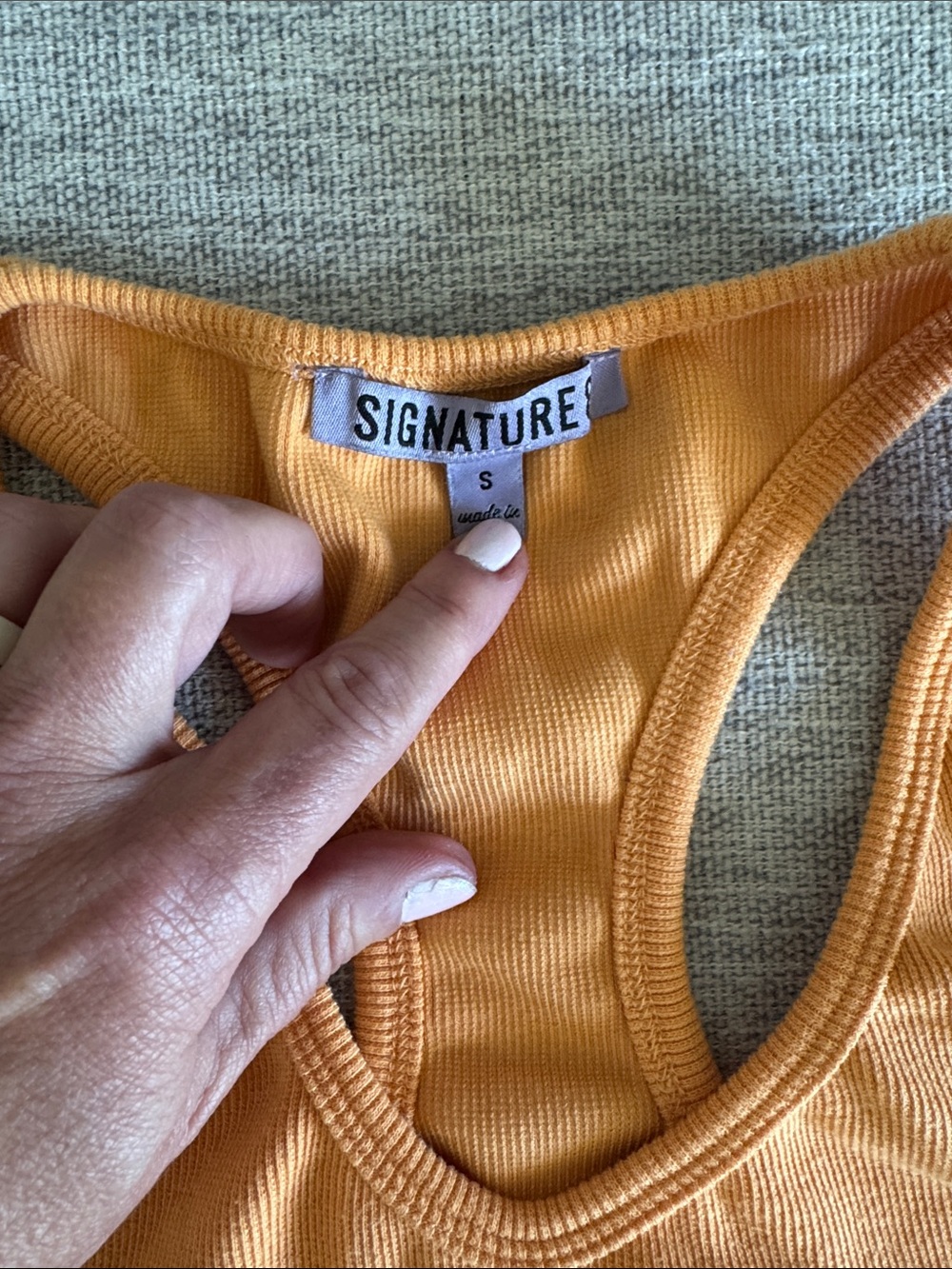 Signature Ribbed Racerback Crop Top - Warm Orange - Picture 2 of 5